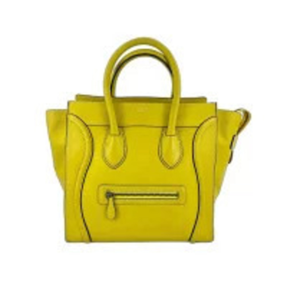 Celine Calfskin Luggage Phantom Handbag Yellow